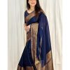 Stylish Navy Blue Color Soft Lichi Silk Jacquard All Over Saree