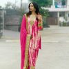 Super Pink Chinnon Digital Printed Embroidery Salwar Suit