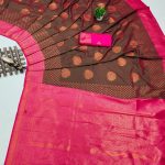 Superb Brown Color Soft Silk Copper Zari Design Saree
