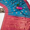 Superb Firozi Color Soft Silk Copper Zari Design Saree