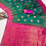 Superb Green Color Soft Silk Copper Zari Design Saree