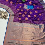 Superb Purple Color Soft Silk Copper Zari Design Saree