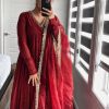 AD 152 Red Color Pure Chinon Silk Embroidery Gown Fancy Full Sleeve Wedding, Party, Festive, Events Etc. Expected Delivery  4-6 Working Days @1799/ | Jump Suits, Salwar suit, Designer Suits, Casual Suits, Creative suits, Palazzo Suits, Party Wear Suits, Patiala Suits, Straight Suits