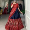Navy Blue Dola Silk Patola Print Foil Lehenga Choli