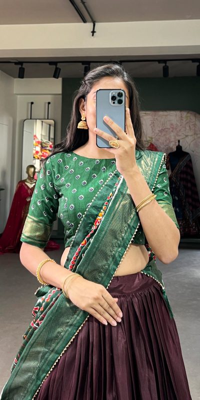 LNB 1623 Broun Color Fabulous Dola Silk Patola Print And Foil Work Lehenga Choli Wedding, Festive, Events Expected Delivery 4-6 Working Days@2199/- Only | Lehenga, Bollywood Lehenga, Creative Lehenga, Designer Lehenga, Embroidered Lehenga, Party Wear Lehenga