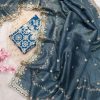 Amazing Blue Color Georgette With Embroidery Work Saree