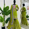 Exciting Mehndi Green Color Foux Gorgette Embroidery Sequence Salwar Suit