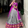 Amazing Grey Color Zari Chex With Zari Weaving Work Lehenga Choli