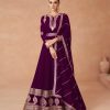 Amazing Wine Color Faux Georgette With Embroidery Work Anarkali Gown