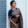 Beautiful Navy Blue Color Soft Lichi Silk Jacquard Work On All Over Saree