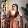 Chocolaty Brown Color Fendi Silk With Embroidery Sequence Work Anarkali Gown