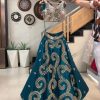 Exciting Peacock Blue Color Taffeta Silk Original Glass Mirror Work Lehenga