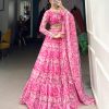 Fancy Pink Color Georgette Printed wrapped With Canvas Lehenga Choli