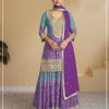 Fancy Purple Color Chinon Digital Print With Mat Sequence Sharara Suit
