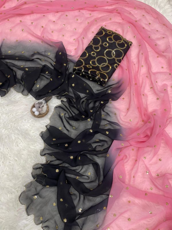 Gorgeous Black Color Georgette With Sequence Worked Butti Saree