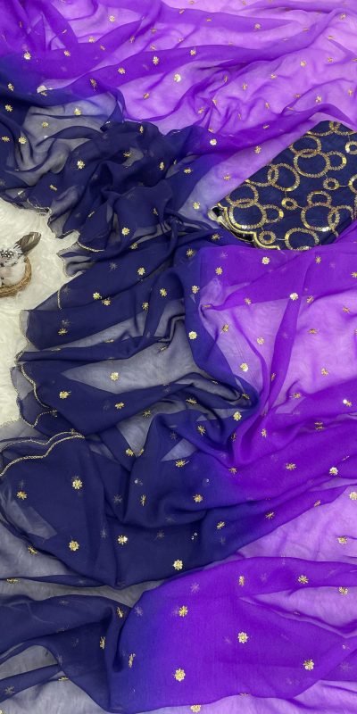 Gorgeous Navy Blue Color Georgette With Sequence Worked Butti Saree