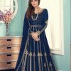 Shiny Blue Color Georgette Codding Sequence Embroidery Work Anarkali Gown