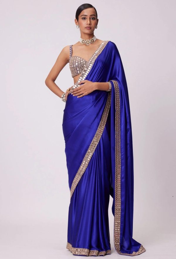 Stunning Royal Blue Color Rangoli Silk Heavy Coding Embroidery Lace In Border Saree