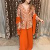 Superb Orange Color Chinon With Embroidery Sequence Work Salwar Suit