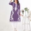 Superb Purple Color Georgette and Heavy Embroidery work Kurti With Pant