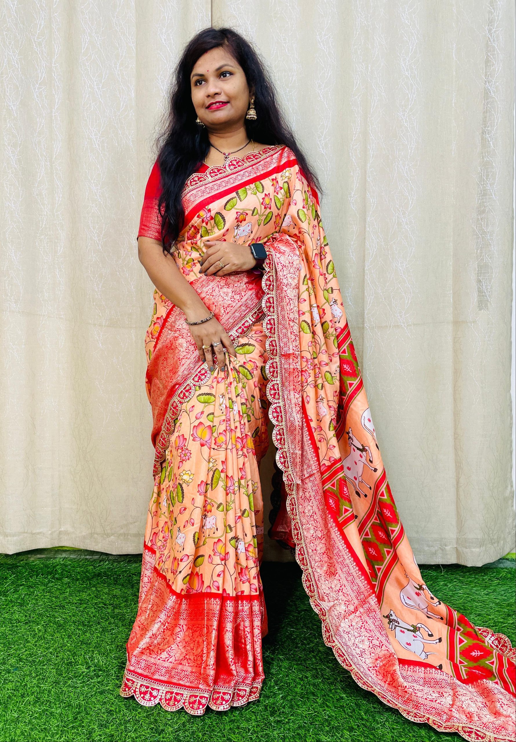 MS 466 Peach Color Dola Silk Saree With Zari Weaving Border Saree Casual, Wedding, Festive, Events . Expected Delivery 4-6 Working Days @1649/- only | Sarees, Bollywood Sarees, Creative Sarees, Designer Sarees, Embroidered Sarees, Ethnic Saree, Modern Digital sarees, Party Wear Sarees