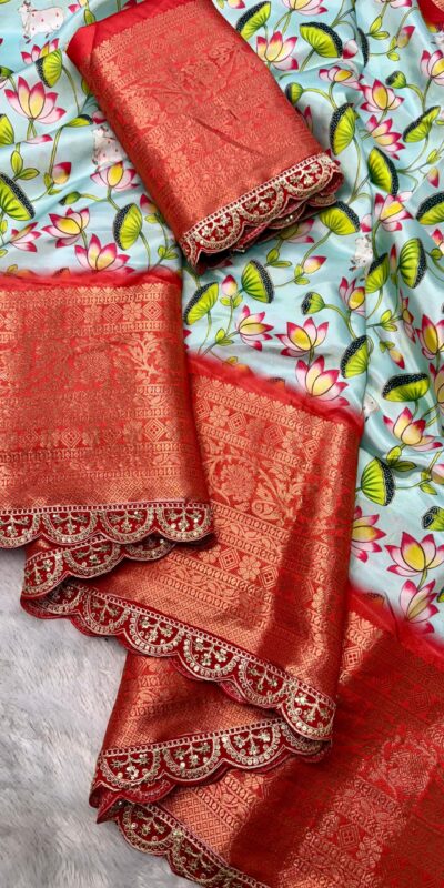 MS 466 Sky Blue Color Dola Silk Saree With Zari Weaving Border Saree Casual, Wedding, Festive, Events . Expected Delivery  4-6 Working Days @1649/- only | Sarees, Bollywood Sarees, Creative Sarees, Designer Sarees, Embroidered Sarees, Ethnic Saree, Modern Digital sarees, Party Wear Sarees