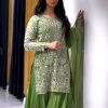 Amazing Green Color Chinnon Silk 5mm Embroidery Sequence With Moti Work Salwar Suit