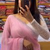 Amazing Light Pink Color Georgette Hot Fix Stone Work Saree