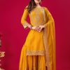 Amazing Yellow Color Faux Georgette With Embroidery Sequence Thread Work Salwar Suit