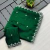 Beautiful Green Color Rangoli Chiffon Embroidery Cut Work Saree