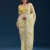 Classic Lemon Yellow Color Georgette Digital Prints & Embroidery Codding Sequins Work Saree