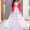 Exotic White Color Chinon Cording 3mm Sequence Embroidery Work Anarkali Gown