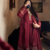 Fantastic Maroon Color Faux Georgette With Pal Diamond Hand Work Salwar Suit