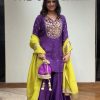 Fantastic Purple Color Chinnon Silk With 5mm Embroidery Sequence Work Salwar Suit