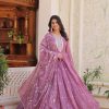 Glowing Light Purple Color Star Georgette Sequence Embroidery Work Anarkali Gown