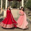 Glowing Red Color Fox Georgette With Embroidery Work Anarkali Gown