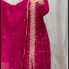 Glowing Red Color Pure chinon With Embroidery Work With kali Salwar Suit