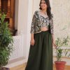 Magical Mehandi Color Fox Georgette Embroidery Lace Work Anarkali Gown