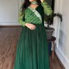 Superb Green Color Bandhej With Fox Georgette 3mm Sequence Embroidery Work Anarkali Gown