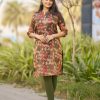 Superb Green Color Simmer Silk Office Wear Printed Kurti
