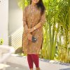 Superb Mehandi Color Simmer Silk Office Wear Printed Kurti