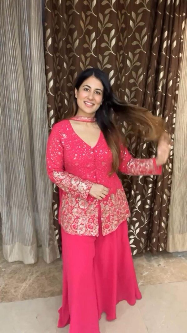 Rani Pink Georgette Sequence Embroidery Work Salwar Suit