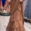 Awesome Light Brown Color Georgette Thread With Sequence Lehenga Choli