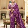 Bright Dark Purple Color Soft Litchi Silk All Over Weaving Saree