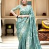 Bright Sky Blue Color Soft Litchi Silk All Over Weaving Saree