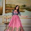 Classic Pink Color Dola Silk Kalamkari Print Weaving Broder Gown