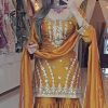 Classic Yellow Color Foix Georgette Beads With Sequence Salwar Suit