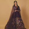 Elegant Dark Purple Color Chant Crepe Kalamkari Print Gown