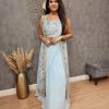 Fancy Light Blue Color Georgette With Embroidery Lehenga Choli