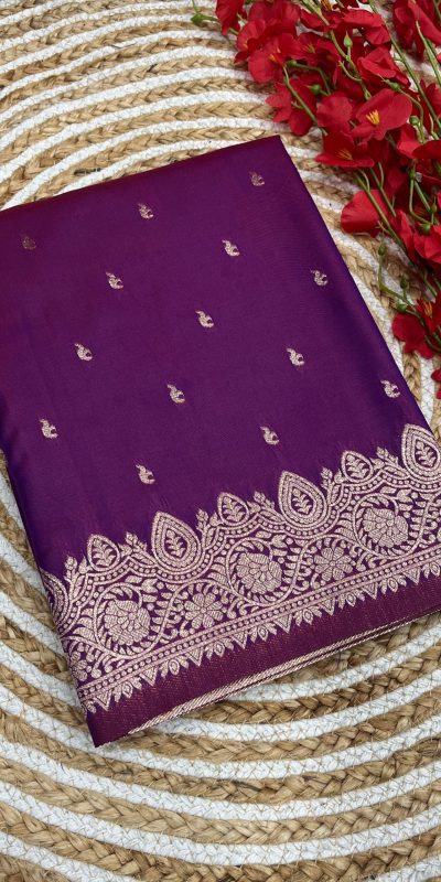 Fantastic Purple Color Banarasi Silk Zari Weaving Rich Pallu Saree